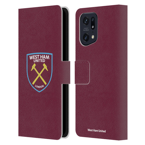 West Ham United FC Crest Full Colour Leather Book Wallet Case Cover For OPPO Find X5