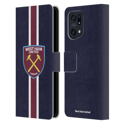 West Ham United FC Crest Stripes Leather Book Wallet Case Cover For OPPO Find X5