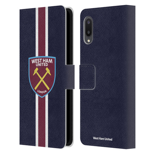 West Ham United FC Crest Stripes Leather Book Wallet Case Cover For Samsung Galaxy A02/M02 (2021)