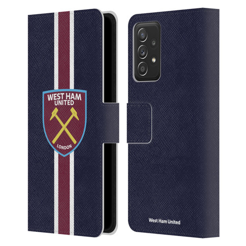 West Ham United FC Crest Stripes Leather Book Wallet Case Cover For Samsung Galaxy A52 / A52s / 5G (2021) West Ham United FC Crest Stripes Leather Book Wallet Case Cover For Samsung Galaxy A52 / A52s / 5G (2021)