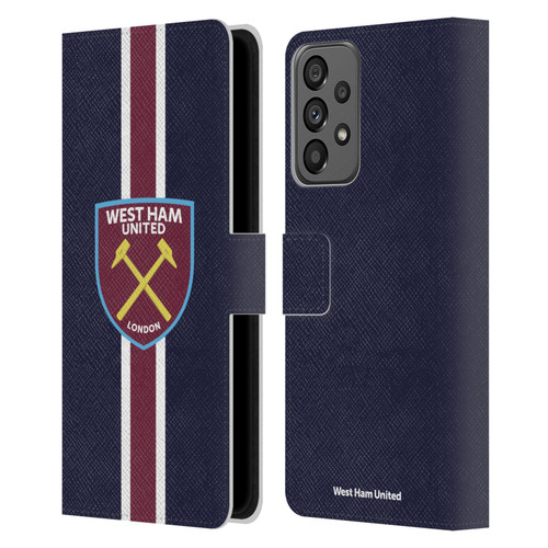 West Ham United FC Crest Stripes Leather Book Wallet Case Cover For Samsung Galaxy A73 5G (2022)