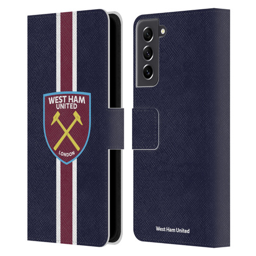 West Ham United FC Crest Stripes Leather Book Wallet Case Cover For Samsung Galaxy S21 FE 5G