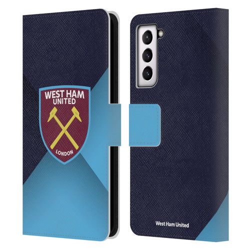 West Ham United FC Crest Blue Gradient Leather Book Wallet Case Cover For Samsung Galaxy S21 5G