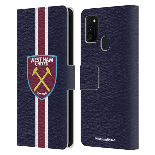 West Ham United FC Crest Stripes Leather Book Wallet Case Cover For Samsung Galaxy M30s (2019)/M21 (2020)