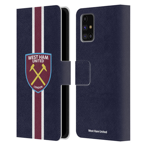 West Ham United FC Crest Stripes Leather Book Wallet Case Cover For Samsung Galaxy M31s (2020)