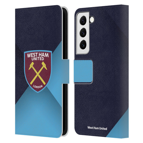 West Ham United FC Crest Blue Gradient Leather Book Wallet Case Cover For Samsung Galaxy S22 5G