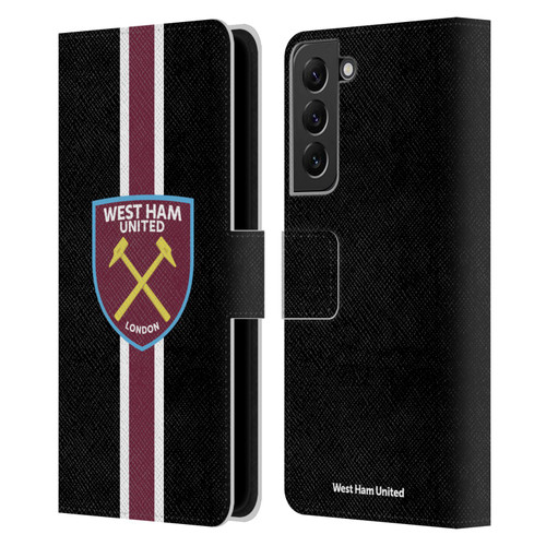 West Ham United FC Crest Stripes Leather Book Wallet Case Cover For Samsung Galaxy S22+ 5G