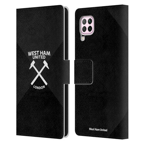 West Ham United FC Hammer Marque Kit Black & White Gradient Leather Book Wallet Case Cover For Huawei Nova 6 SE / P40 Lite