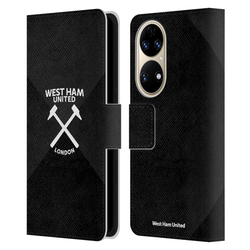 West Ham United FC Hammer Marque Kit Black & White Gradient Leather Book Wallet Case Cover For Huawei P50