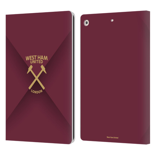 West Ham United FC Hammer Marque Kit Gradient Leather Book Wallet Case Cover For Apple iPad 10.2 2019/2020/2021