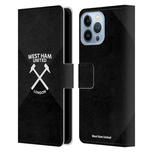 West Ham United FC Hammer Marque Kit Black & White Gradient Leather Book Wallet Case Cover For Apple iPhone 13 Pro Max