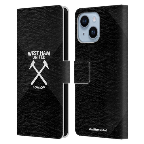 West Ham United FC Hammer Marque Kit Black & White Gradient Leather Book Wallet Case Cover For Apple iPhone 14 Plus