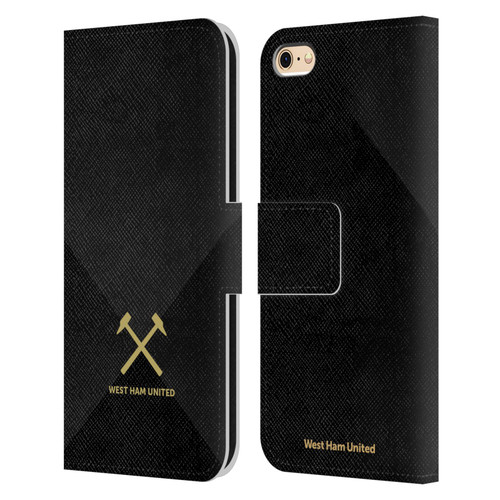 West Ham United FC Hammer Marque Kit Black & Gold Leather Book Wallet Case Cover For Apple iPhone 6 / iPhone 6s