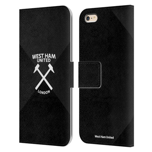 West Ham United FC Hammer Marque Kit Black & White Gradient Leather Book Wallet Case Cover For Apple iPhone 6 Plus / iPhone 6s Plus