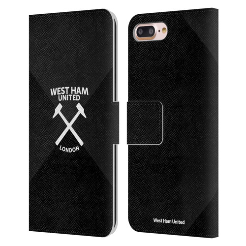 West Ham United FC Hammer Marque Kit Black & White Gradient Leather Book Wallet Case Cover For Apple iPhone 7 Plus / iPhone 8 Plus