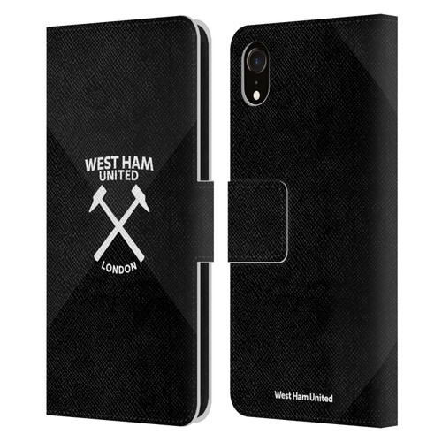 West Ham United FC Hammer Marque Kit Black & White Gradient Leather Book Wallet Case Cover For Apple iPhone XR