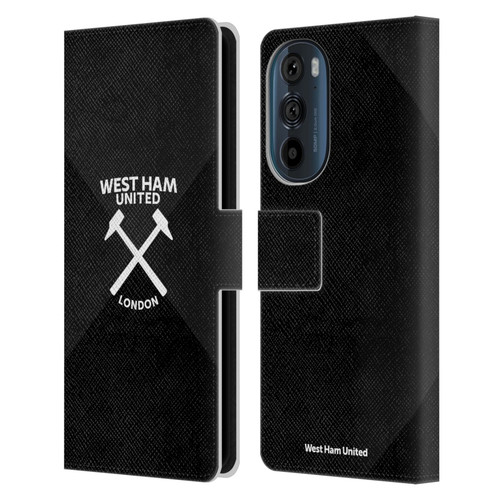 West Ham United FC Hammer Marque Kit Black & White Gradient Leather Book Wallet Case Cover For Motorola Edge 30