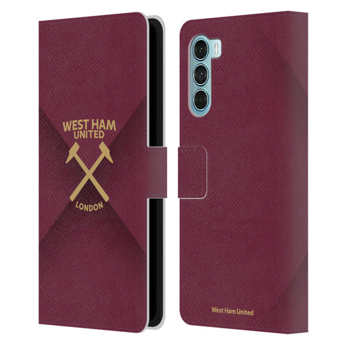 West Ham United FC Hammer Marque Kit Gradient Leather Book Wallet Case Cover For Motorola Edge S30 / Moto G200 5G