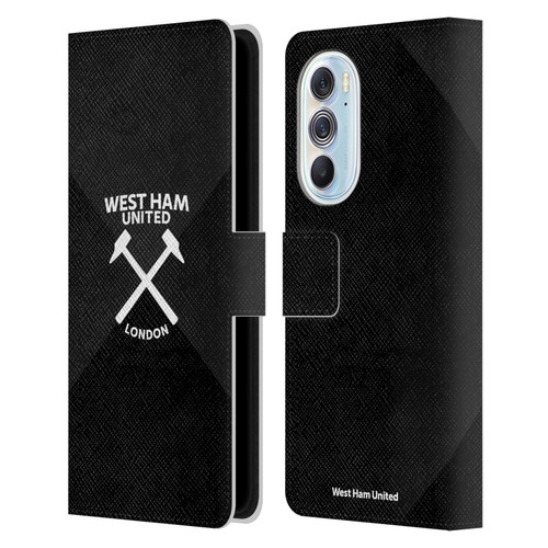 West Ham United FC Hammer Marque Kit Black & White Gradient Leather Book Wallet Case Cover For Motorola Edge X30