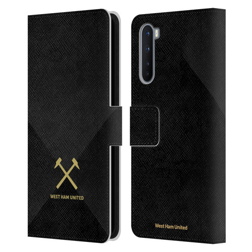 West Ham United FC Hammer Marque Kit Black & Gold Leather Book Wallet Case Cover For OnePlus Nord 5G