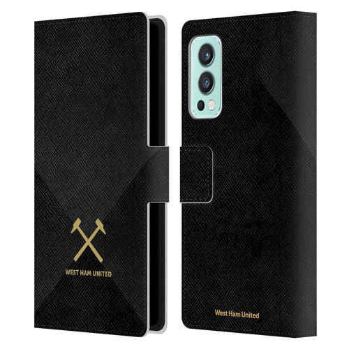 West Ham United FC Hammer Marque Kit Black & Gold Leather Book Wallet Case Cover For OnePlus Nord 2 5G