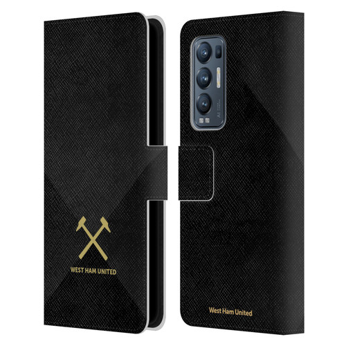 West Ham United FC Hammer Marque Kit Black & Gold Leather Book Wallet Case Cover For OPPO Find X3 Neo / Reno5 Pro+ 5G