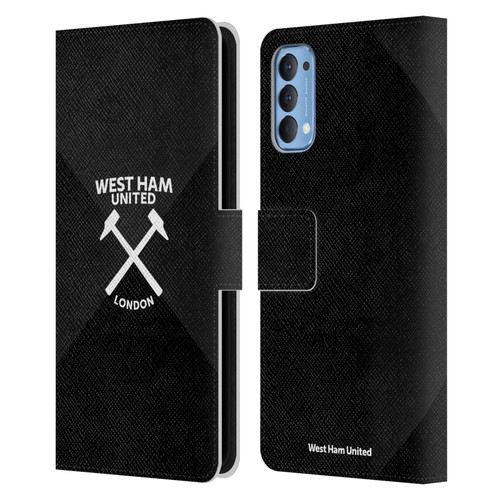 West Ham United FC Hammer Marque Kit Black & White Gradient Leather Book Wallet Case Cover For OPPO Reno 4 5G