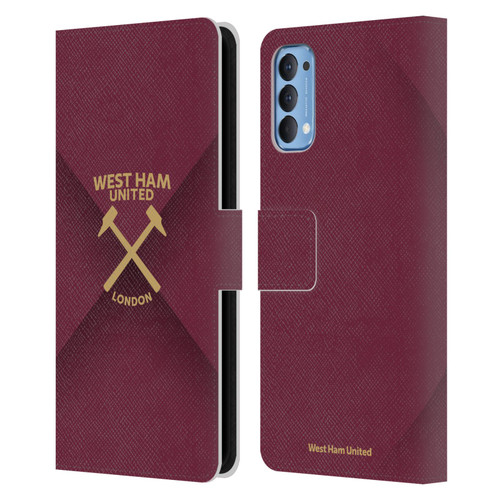 West Ham United FC Hammer Marque Kit Gradient Leather Book Wallet Case Cover For OPPO Reno 4 5G