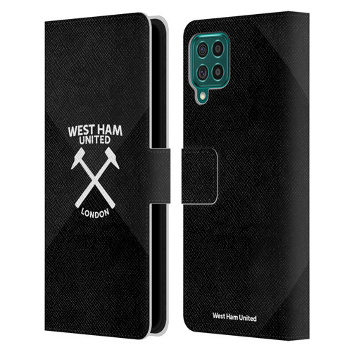 West Ham United FC Hammer Marque Kit Black & White Gradient Leather Book Wallet Case Cover For Samsung Galaxy F62 (2021)