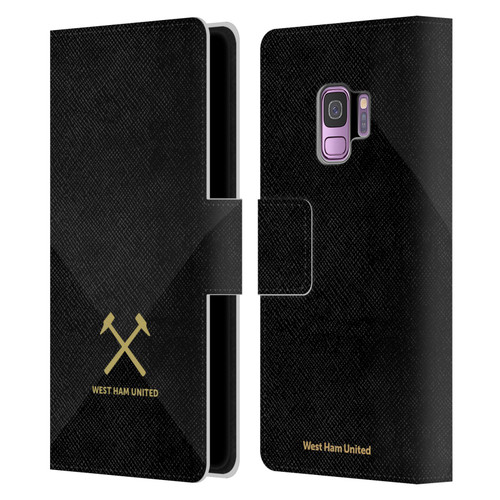 West Ham United FC Hammer Marque Kit Black & Gold Leather Book Wallet Case Cover For Samsung Galaxy S9