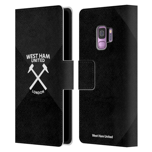 West Ham United FC Hammer Marque Kit Black & White Gradient Leather Book Wallet Case Cover For Samsung Galaxy S9