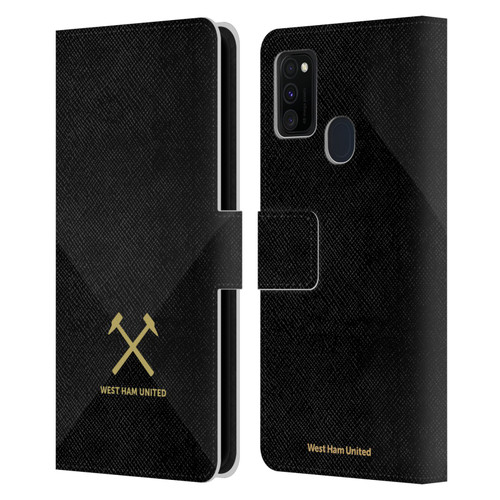 West Ham United FC Hammer Marque Kit Black & Gold Leather Book Wallet Case Cover For Samsung Galaxy M30s (2019)/M21 (2020)