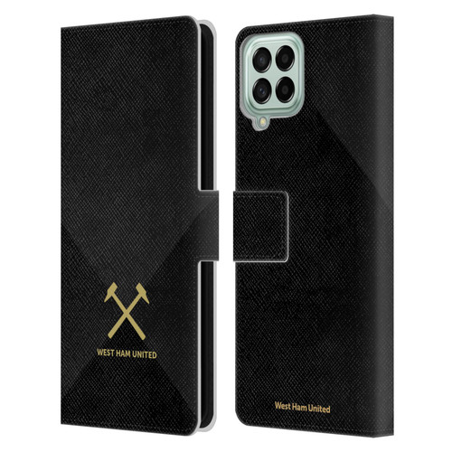 West Ham United FC Hammer Marque Kit Black & Gold Leather Book Wallet Case Cover For Samsung Galaxy M33 (2022)