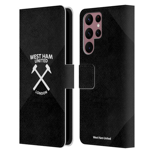 West Ham United FC Hammer Marque Kit Black & White Gradient Leather Book Wallet Case Cover For Samsung Galaxy S22 Ultra 5G