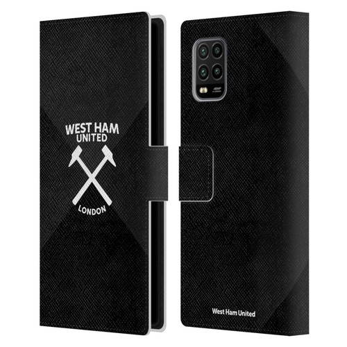 West Ham United FC Hammer Marque Kit Black & White Gradient Leather Book Wallet Case Cover For Xiaomi Mi 10 Lite 5G