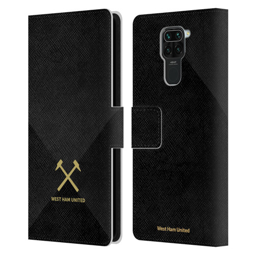 West Ham United FC Hammer Marque Kit Black & Gold Leather Book Wallet Case Cover For Xiaomi Redmi Note 9 / Redmi 10X 4G