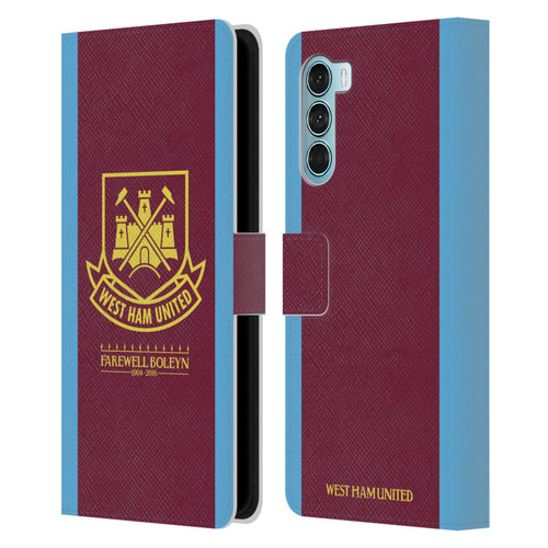 West Ham United FC Retro Crest 2015/16 Final Home Leather Book Wallet Case Cover For Motorola Edge S30 / Moto G200 5G