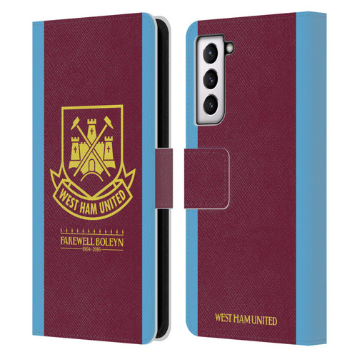 West Ham United FC Retro Crest 2015/16 Final Home Leather Book Wallet Case Cover For Samsung Galaxy S21 5G