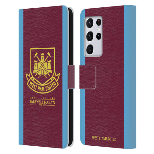 West Ham United FC Retro Crest 2015/16 Final Home Leather Book Wallet Case Cover For Samsung Galaxy S21 Ultra 5G