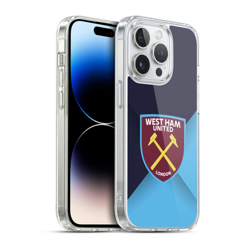 West Ham United FC Crest Blue Gradient Soft Gel Case for Apple iPhone 14 Pro