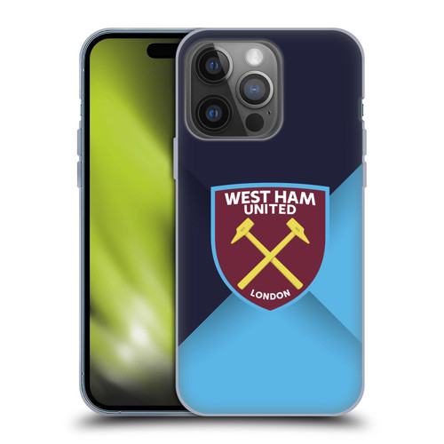 West Ham United FC Crest Blue Gradient Soft Gel Case for Apple iPhone 14 Pro