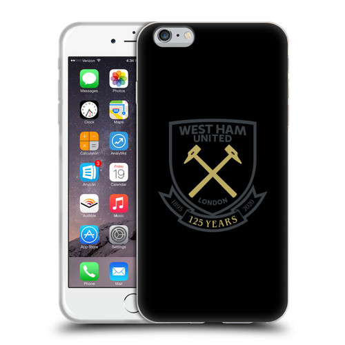 West Ham United FC 125 Year Anniversary Black Claret Crest Soft Gel Case for Apple iPhone 6 Plus / iPhone 6s Plus