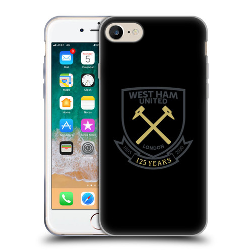 West Ham United FC 125 Year Anniversary Black Claret Crest Soft Gel Case for Apple iPhone 7 / 8 / SE 2020 & 2022