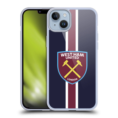 West Ham United FC Crest Stripes Soft Gel Case for Apple iPhone 14 Plus