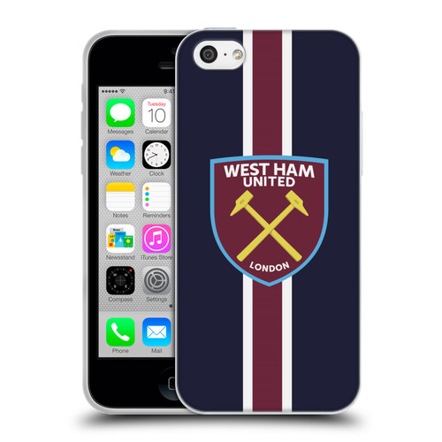 West Ham United FC Crest Stripes Soft Gel Case for Apple iPhone 5c