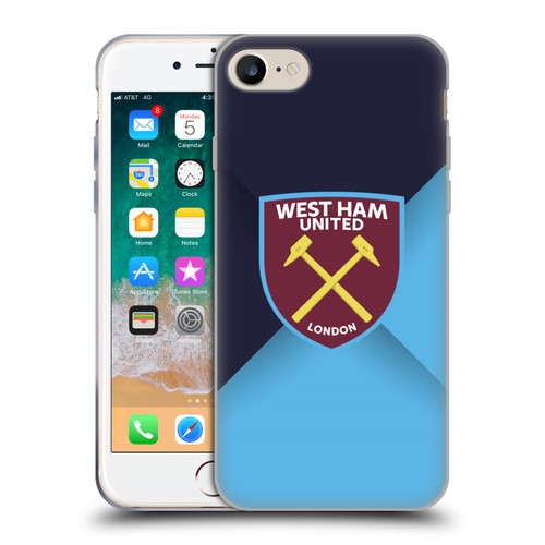 West Ham United FC Crest Blue Gradient Soft Gel Case for Apple iPhone 7 / 8 / SE 2020 & 2022