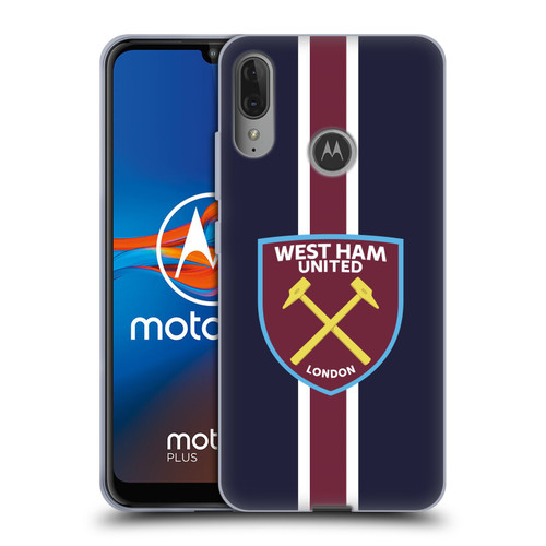West Ham United FC Crest Stripes Soft Gel Case for Motorola Moto E6 Plus