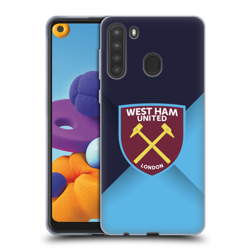 West Ham United FC Crest Blue Gradient Soft Gel Case for Samsung Galaxy A21 (2020)