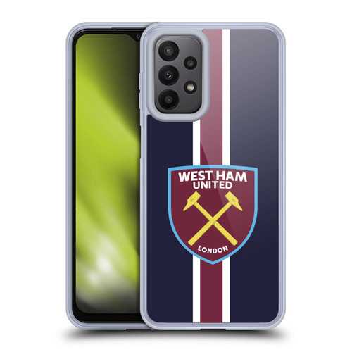 West Ham United FC Crest Stripes Soft Gel Case for Samsung Galaxy A23 / 5G (2022)