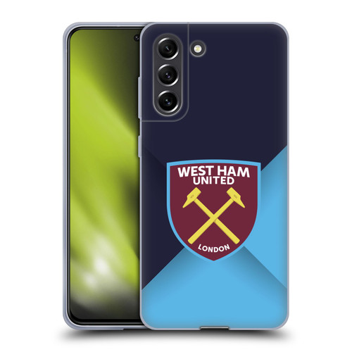 West Ham United FC Crest Blue Gradient Soft Gel Case for Samsung Galaxy S21 FE 5G